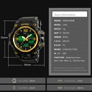 SKMEI Mens Digital Sports Watch, Large Face Military Waterproof Watches for Men with Stopwatch Alarm LED Back Light Sports Watch,Gold