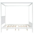 thumbnail image 3 of Canopy Bed Frame, Queen Size Wood Platform Bed Frame with Headboard and Footboard, 4 Post Sturdy Wood Mattress Foundation, Under Bed Storage, No Box Spring Needed, White, 3 of 7