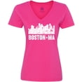 thumbnail image 3 of Inktastic Boston Massachusetts City Skyline with Grunge Women's V-Neck T-Shirt, 3 of 5