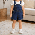 thumbnail image 3 of KIDSCOOL Girls Ripped Jeans Shortalls 18M-5T Denim Overalls Shorts Jumpsuit,Blue,3-4 Years, 3 of 8