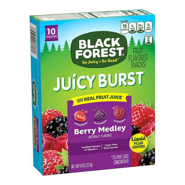 Black Forest Juicy Burst Fruit Snacks Berry Medley 10 Count Box Of 8 Ounce Bags Pack Of 10 4822