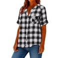 thumbnail image 4 of Roncen Women's Plaid Shirt Button Down Plaid Flannel Shirt Red and Black Shirt, 4 of 7