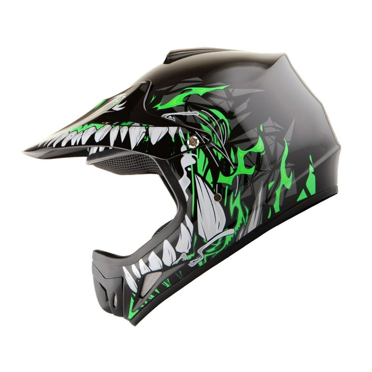 Wow youth kids motocross bmx mx atv dirt bike helmet spider green outlet