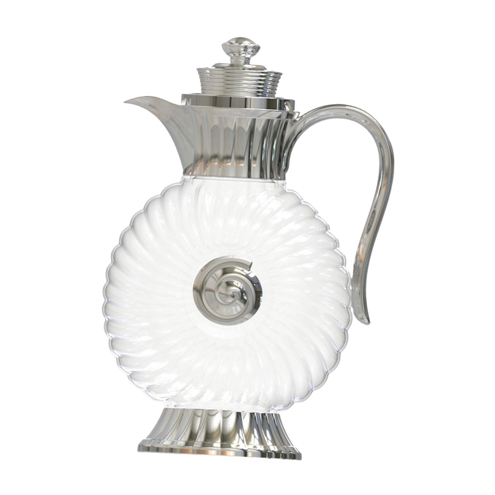 Fiocias Glass Pitcher Arabic Glass Carafe Lemonade Container 1.8L Coffee Server Portable Argent