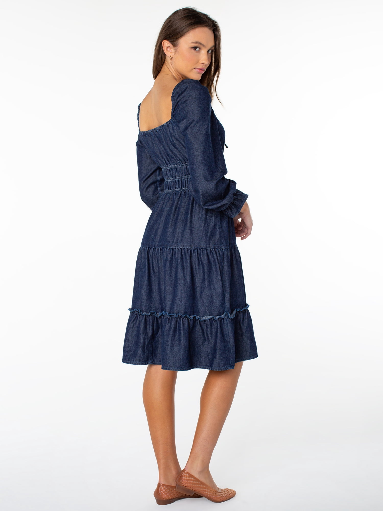 Celebrity Pink Women's Long Sleeve Lace Trim Midi Dress, Sizes XS-XXXL