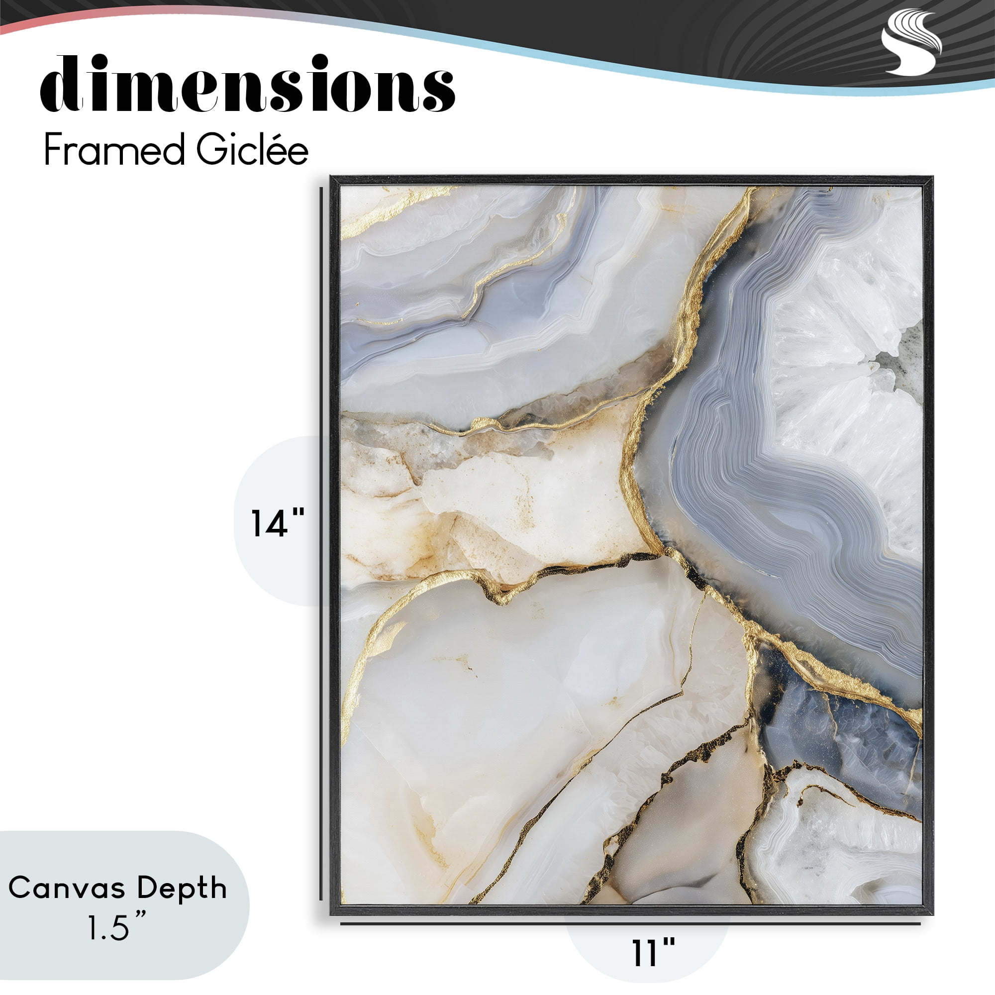Stupell Industries White And Gray Geode Black Framed Giclee Art, design by Svetlana Aleynikova