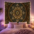 thumbnail image 2 of Intricate Mandala on Dark Mottled Background, Mystical Vintage for Boho Decor Lovers, Ornate Teal Wall Art, Housewarming Gift Tapestry Wall Hanging for Bedroom and Living Room, 2 of 7