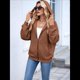 thumbnail image 4 of Sudadera con Capucha y Cremallera para Mujer, de Larga, para Otoño, con Capucha Extragrande, Chaquetas Informales de Moda Marrón XXL, 4 of 9