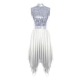 thumbnail image 3 of Kvysinly Women Liturgical Praise Dance Dress Sequin Sleeveless Worship Overlay Tunic Lyrical Dancewear Silver L, 3 of 5