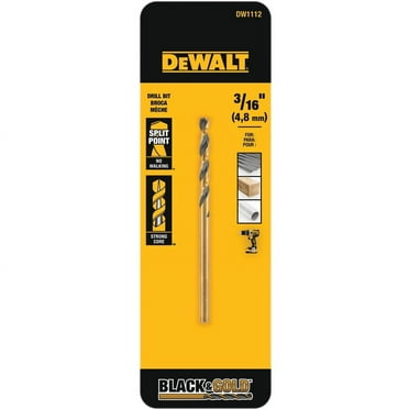 DeWalt DW1112 Black & Gold Split Point Drill Bit, 3/16 In. - Quantity 5