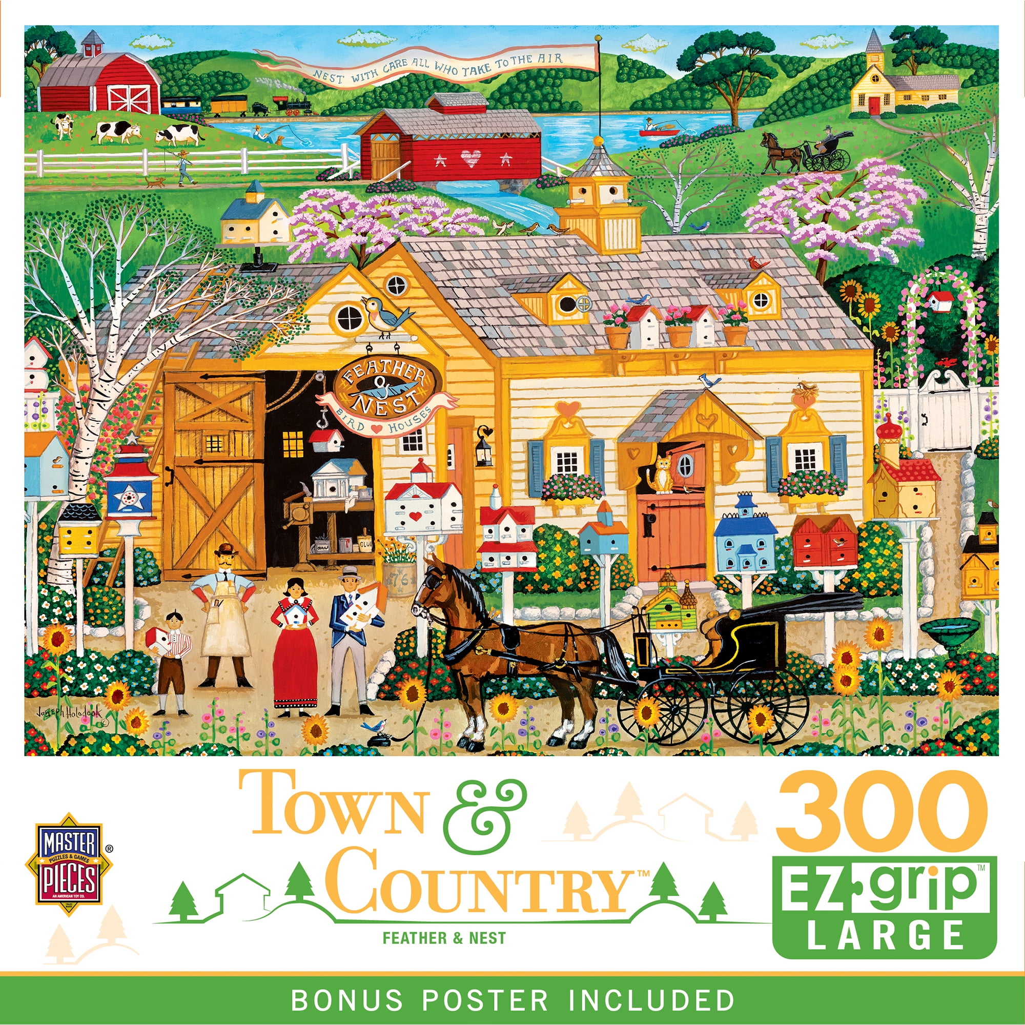 MasterPieces 300 Piece EZ Grip Jigsaw Puzzle - Feather & Nest - Large Pieces for Adults 18"x24"
