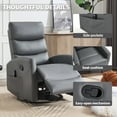 thumbnail image 6 of Sesslife Manual Recliner Chair with Heat and Massage, 360° Swivel Rocker Recliner with Side Pockets for Living Room Bedroom, Glider Rocking Chair Single Ergonomic Lounge Chair, PU Leather, Gray, 6 of 7