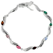 Personalized Sterling Silver Marquise Birthstone Bracelet