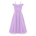 thumbnail image 4 of inhzoy Girls Junior Cold Shoulder V Neck Wedding Bridesmaid Dress Formal Party Evening Gowns Lavender 14, 4 of 5