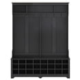 thumbnail image 6 of Bellemave Hall Tree with Storage and Hooks, Wooden 3-in-1 Entryway Hall Tree with Bench, Modern 60’’ Corner Foyer Entryway Organizer Clothes Rack (Black), 6 of 8