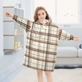 thumbnail image 5 of FORMRS Wearable Blanket Hoodie with Sleeves for Kids Cozy Flannel Sweatshirt, Cream Plaid, 5 of 7