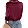thumbnail image 7 of Womens Satin Pajamas Shirt Silk Long Sleeve Sleepwear Tops Button Down Loungewear Soft Lightweight Pjs Nightwear, 7 of 7
