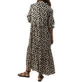 thumbnail image 3 of Diconna Robe Chemise à Manches Longues pour Femmes, Imprimé Géométrique, Coupe Ample Décontractée, Robe Trapèze de Soirée pour Plage, Cocktail, Boîte de Nuit, Mode Urbaine, 3 of 9
