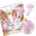 thumbnail image 4 of Dwellite Socks for Girl Fold Cuff Big Lace Frilly Dress Socks Fluffy Ruffles Stretch Socks Purple XS, 4 of 6