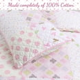 thumbnail image 2 of Pink Heart Floral Dot Giraffe Medallion Cotton Patchwork Twin Reversible Quilt Bedding Set, 2 of 6