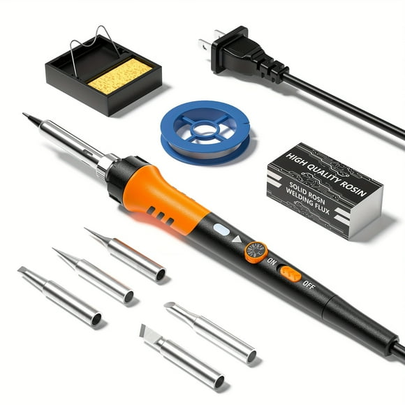 DEBGFS 60W Soldering Iron Kit 9-in-1 With 5 solder Tips Solder Wire solder Stand for Soldering and Repair