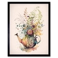 thumbnail image 1 of Wildflower Floral Spring Bouquet in a Teapot Vase Art Print Framed Poster Wall Decor 12x16 inch, 1 of 5