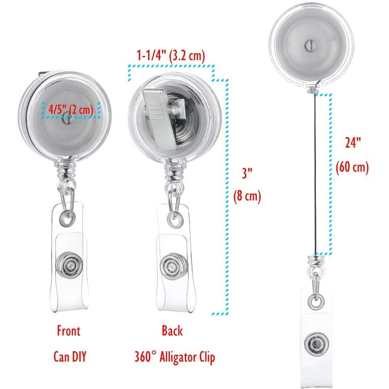 QREEL - 10 Pack - Clear Transparent Retractable Badge Holder Reels with Swivel  Alligator Clip for ID Cards, Work Permits (Clear) 