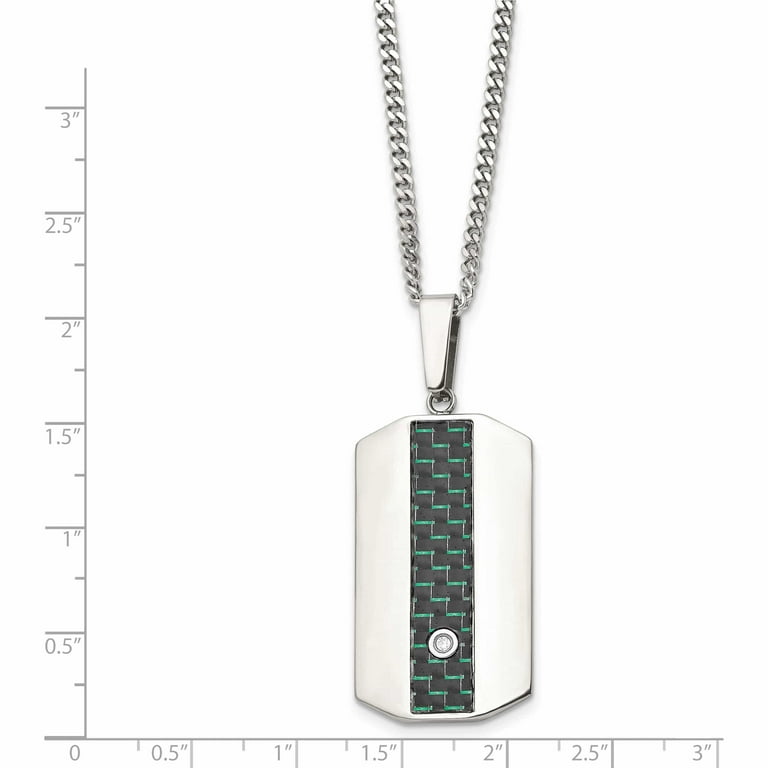 Men’s Engravable Stainless Steel Dog Tag Necklace with Carbon Fiber Inlay