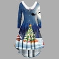thumbnail image 2 of Vestidos de Navidad Para Mujer, Manga Larga, Estampado Navideño, Peludo, Escote en V, Vestido de Fiesta Con Columpio en La Espalda Odeerbi ODB200234, 2 of 5