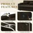 thumbnail image 6 of Dinosisco 4-in-1 Convertible Loveseat Sleeper, 55" Futon Sofa Bed with Phone Stand, USB, Brown Velvet, 6 of 10