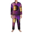 thumbnail image 3 of Sikiie Planets And Stars Mens Pajama Set, Soft Warm Long Sleeve Sleepwear, Cozy Button-Down Pjs for Men-X-Large, 3 of 7