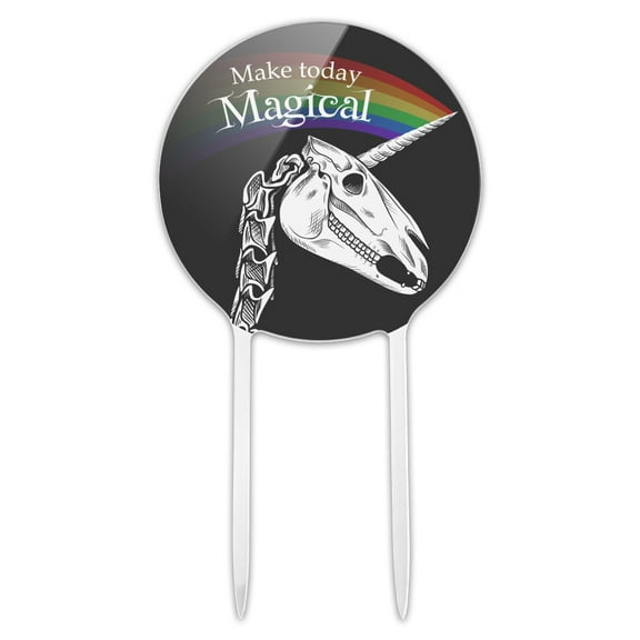 Acrylic Make Today Magical Skeleton Unicorn Skull Halloween Cake Topper Party Decoration for Wedding Anniversary Birthday Graduation