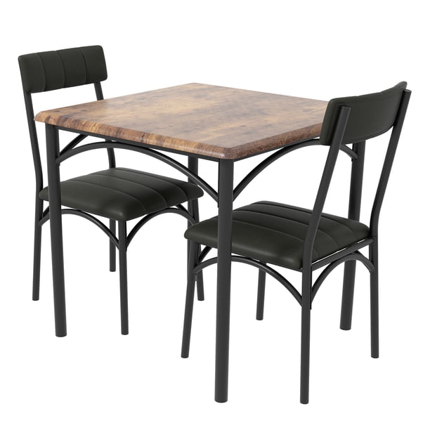 Yeshouse Juego de 2 sillas de comedor de metal para 2 personas, modernas sillas tapizadas de cocina, muebles compactos, ideales para desayunar en apartamentos, color negro