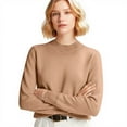 thumbnail image 4 of Soft Knit Sweater for Womens Crew Neck Long Sleeve Casual Basic Pullover Sweater Tops Camel M, 4 of 5