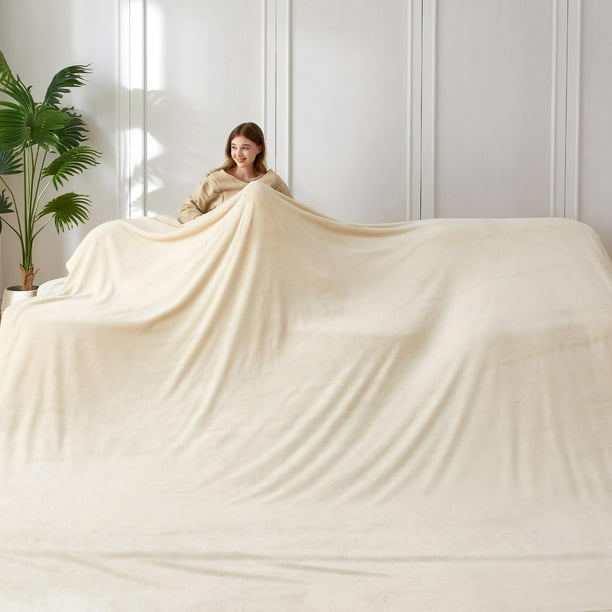 Manta de gran tamaño COOVA 305 x 305 cm, suave y acogedora, color beige cálido