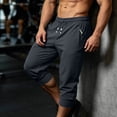 thumbnail image 5 of Timoontee Men White Drawstring Elastic High Waist Cuffed Ankle Knee Length Capri Quick Dry Jogger Pants Deep Side Slip Pockets Lightweight Sports Casual Sightseeing Trousers XXXXL, 5 of 9
