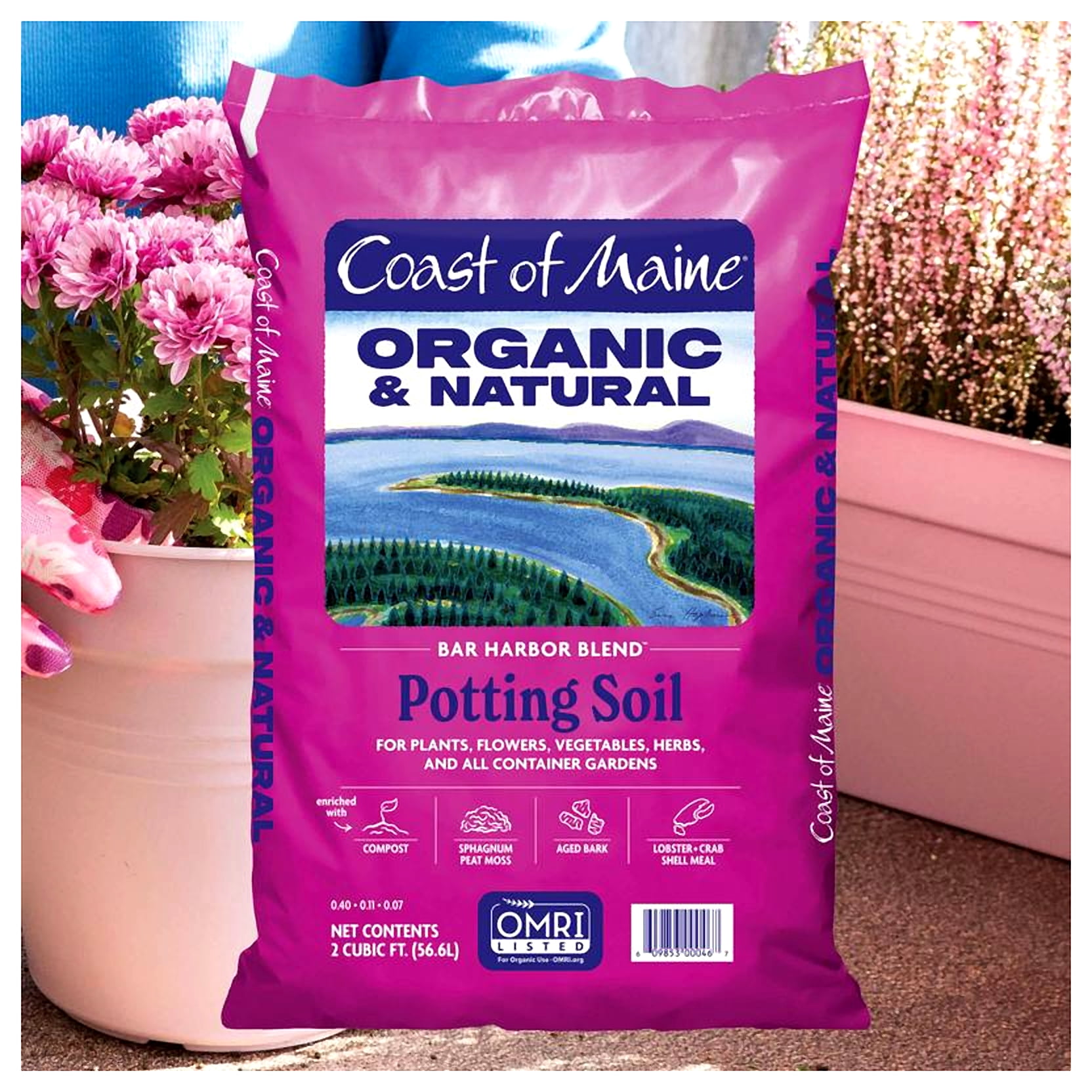 Coast of Maine OMRI Listed Bar Harbor Blend Organic Potting Soil, 2 Cubic Feet