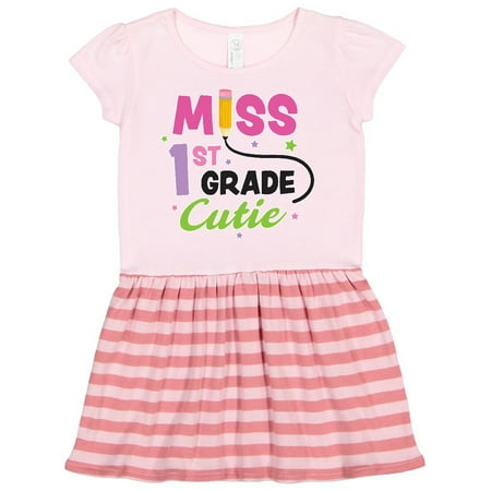 

Inktastic Miss 1st Grade Cutie with Pencil and Stars Gift Toddler Girl Dress