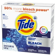 Tide Plus Bleach Powder Laundry Detergent, Original Scent, 129 oz, 89 Loads