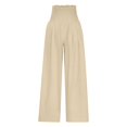 thumbnail image 4 of Beige Women's Casual Pants, High Waist Wide Leg Palazzo Pants For Women Smocked Elastic Waist Loose Comfy Casual Pajama Pants Pockets,Women's Casual Pants M, 4 of 7