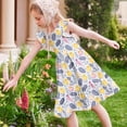 thumbnail image 6 of ATOGUTA Girl Dress Ruffle Sleeve Easter Dresses Girl Long Midi Springs Dress Kids Smocked Flare Summer Dress Size 5T-14. Multicolor, 6 of 6