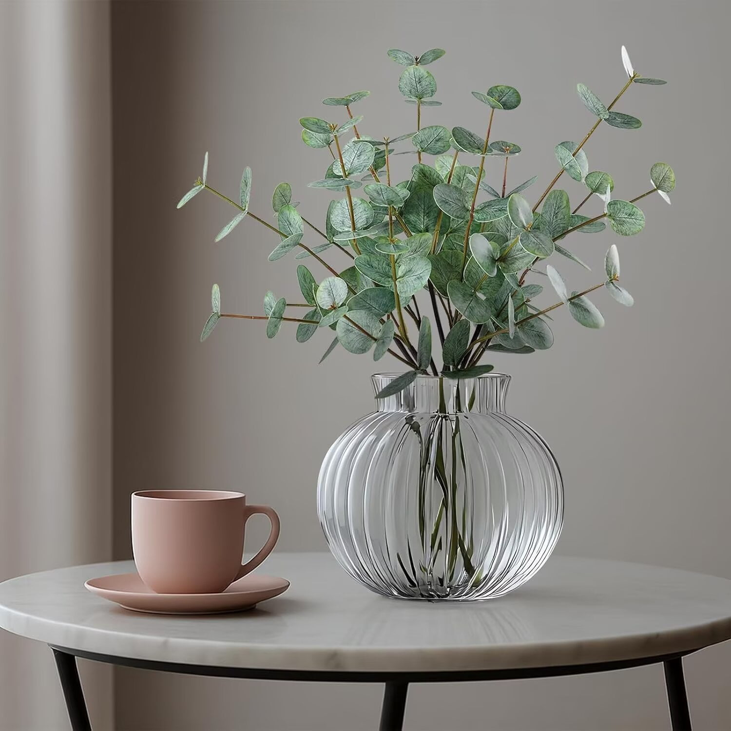 Pakyozj 6pcs Real Touch Artificial Faux Eucalyptus Stems Dual-Sided Lifelike Leaves Fake Eucalyptus Greenery Plants for Wedding Flower Arrangement Centerpiece Bouquet Home Office Decor