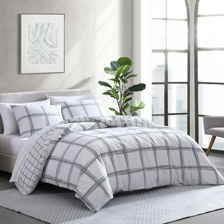 City Scene Kita Plaid Grey Full Queen Duvet Cover Set Walmart