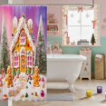 thumbnail image 3 of Manfei Gingerbread Waterproof Shower Curtain 72Wx72L Christmas Bathroom Curtain, Gray Green, 3 of 5