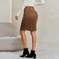 thumbnail image 7 of Gfyviroh Pencil Skirt for Women Comfy Faux Suede Slim Bodycon Skirts High Waist Stretch Office Casual Skirt, 7 of 7