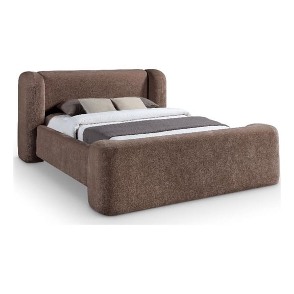 Bowery Hill Contemporary Brown Chenille Fabric Upholstered Full Bed