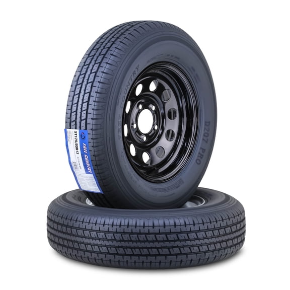 Free Country Trailer Tire Wheel Assembly ST175/80R13 8-Ply D 97N 5 Lug on 4.5" PCD Black Mod Rim ,SET 2