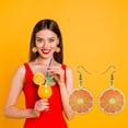 thumbnail image 3 of Kcodviy Cute Feminine Fruit Earrings Multi Piece Set Funny Kawaii Lemon Earrings Funky Novelty Food Earrings Strange Watermelon Dangle Earrings Funny Earrings For Teenage s Cute Hoop Earrings Cute, 3 of 3