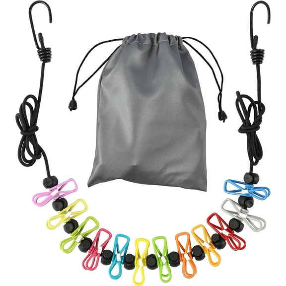 Retractable Portable Clothesline for Travel，Clothing line with 12 Clothes Clips, for Indoor Laundry Drying line,Outdoor Camping