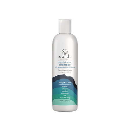 earth Clean Beauty Smooth & Shine Shampoo with Vegan-Keratin and Hibiscus, 12 fl oz.